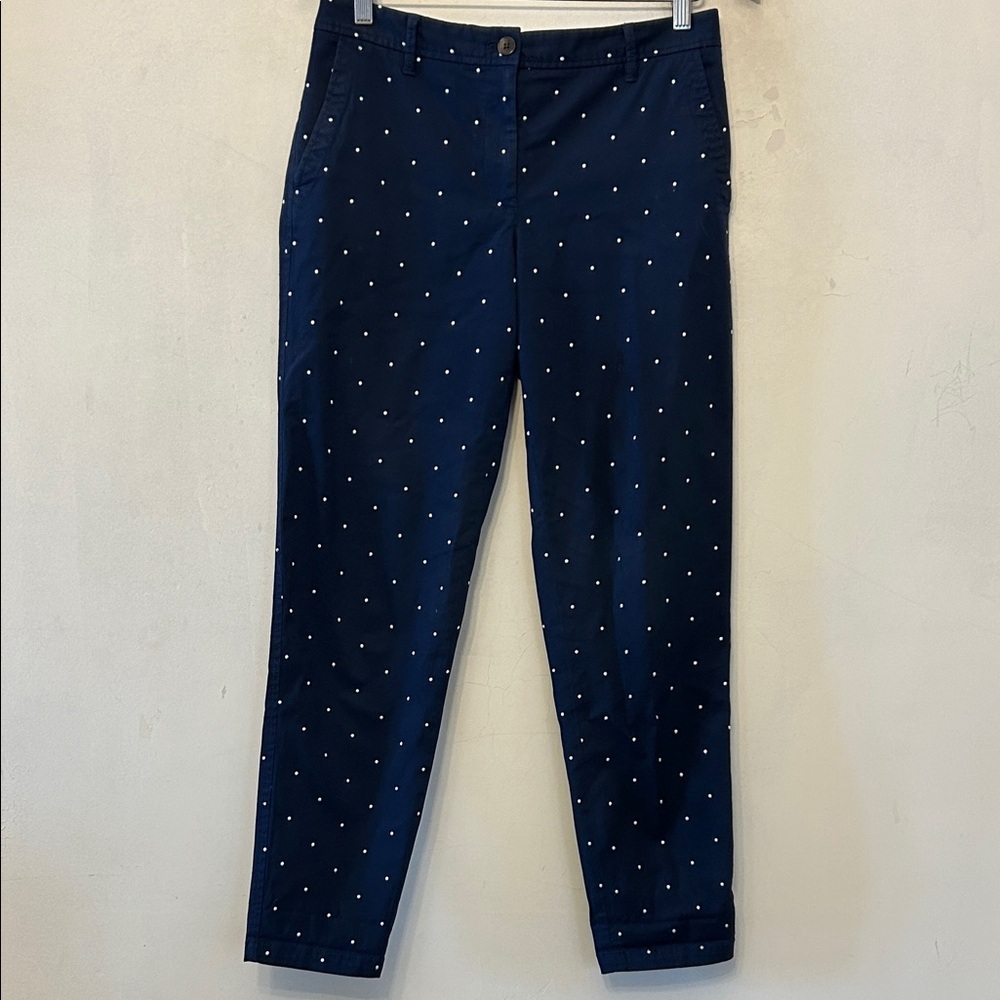 Talbots Navy Ankle Pants with White Polka Dots Size 6